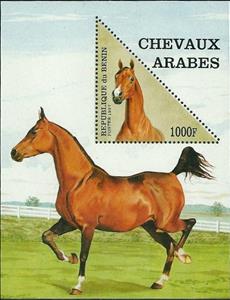 Souvenir Sheet, Horse, Benin,  , Mammals, Horses, Animals (Fauna), Triangle Stamps
