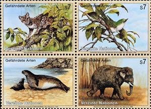 Se-tenant, Endangered Species (II), UNO Vienna,  , Animals (Fauna)