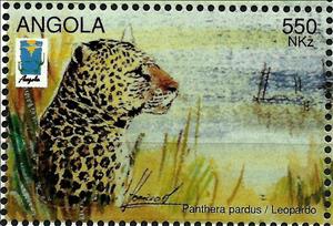 Stamp, Leopard (Panthera pardus), Angola,  , Animals (Fauna)