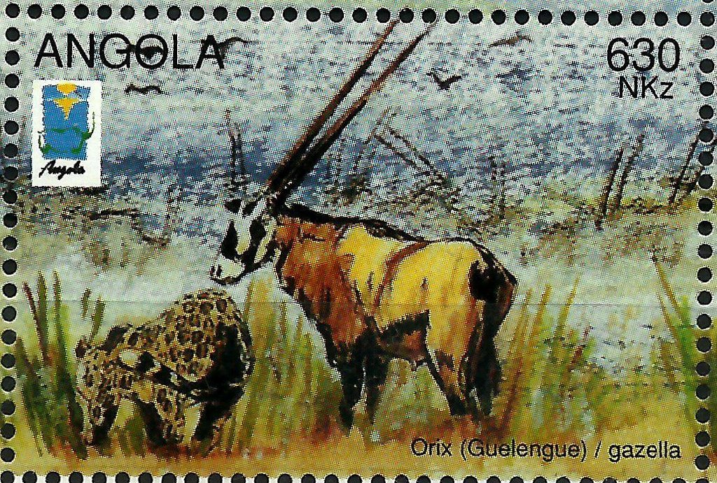 Leopard (Panthera pardus) and Gemsbok (Oryx gazella)