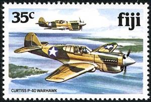 Stamp, Curtiss P-40, Fiji,  , Aircrafts