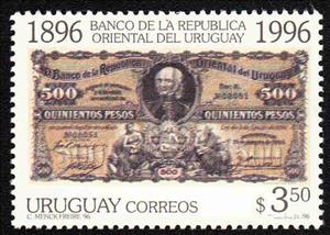 Stamp, 500 Pesos Note (1896), Uruguay,  