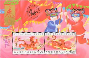 Souvenir Sheet, Year of the Tiger, Christmas Island,  , Chinese New Year, Chinese Zodiac