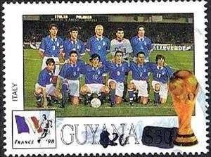 Stamp, Italy, Guyana,  , Football (Soccer)
