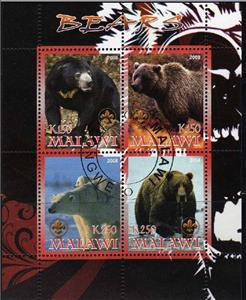 Souvenir Sheet, Bears, Cinderellas,  , Mammals, Bears, Animals (Fauna)