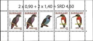 Souvenir Sheet, Dusky Parrot (Pionus fuscus), American Pygmy-kingfisher (Chl, Suriname,  , Birds