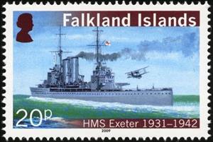 Stamp, HMS Exeter (86), Falkland Islands,  