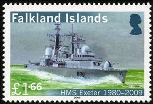 Stamp, HMS Exeter (D89), Falkland Islands,  