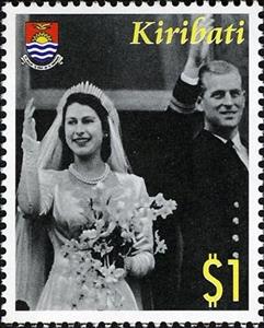 Stamp, Bride and groom waving, Kiribati,  