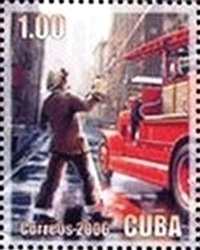 Fireman spraying water