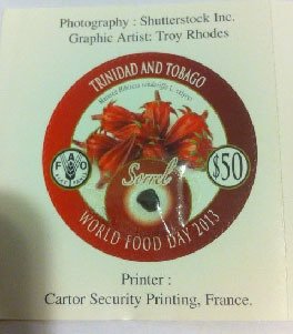 Stamp, Mature Hibiscus sabdariffa calyces, Trinidad and Tobago,  , Flowers, Food