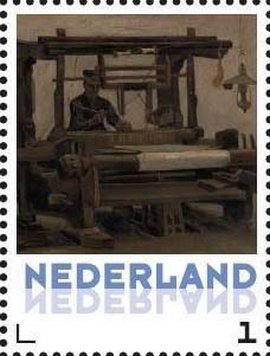Stamp, Vincent van Gogh: Loom with weaver, Netherlands,  , Paintings, Art, Textile Industry