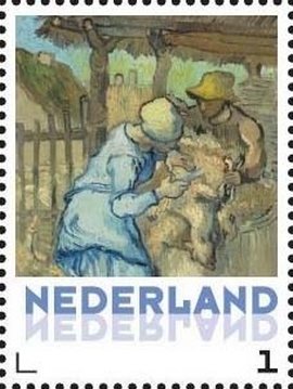 Stamp, Vincent van Gogh: The sheepshearer, Netherlands,  , Paintings, Agriculture, Art