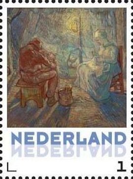 Stamp, Vincent van Gogh: Evening, Netherlands,  , Paintings, Art