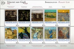Souvenir Sheet, Vincent van Gogh: Farmer's Life, Netherlands,  , Paintings, Agriculture, Art, Textile Industry, Families