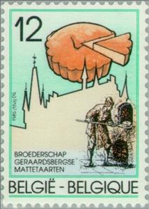 Stamp, Traditional Customs -  Broederschap Geraardsbergse Mattetaar, Belgium,  , Monasteries, Folklore, Food