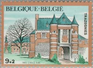 Stamp, Castles -  Trazegnies, Belgium,  , Gates, Castles, Buildings
