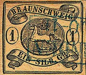 Stamp, Braunschweig coat of arms, German States,  