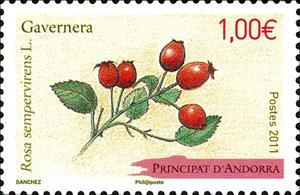 Stamp, Rosa sempervirens, Andorra, French Administration,  , Plants (Flora)