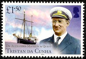 Stamp, Dr Alexander Macklin and 'Quest', Tristan da Cunha,  , Ships, Explorers