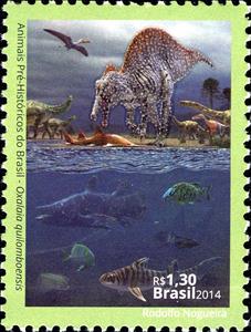 Stamp, Oxalaia quilomboensis, Brazil,  , Dinosaurs