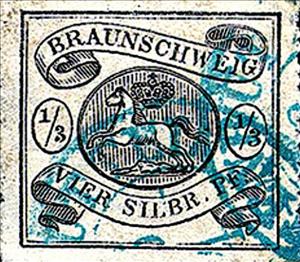 Stamp, Braunschweig coat of arms, German States,  
