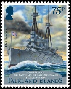 Stamp, 100th Anniversary - Battle of the Falkland Islands, Falkland Islands,  , Warships