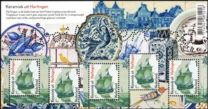 Souvenir Sheet, Ceramics from Harlingen, Netherlands,  , Ships, Glass and Earthenware, Ceramics, Sailing Ships