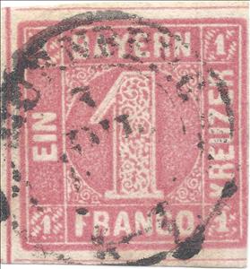 Stamp, Value in circle, German States,  