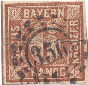 Stamp, Value in circle, German States,  