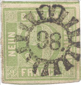 Stamp, Value in circle, German States,  