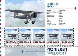 Souvenir Sheet, Aviation pioneers: Lockheed Vega 1927, Netherlands,  , Aviation, Aircrafts