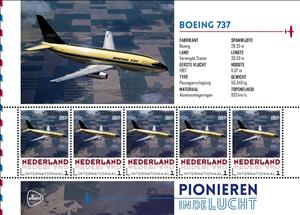 Souvenir Sheet, Aviation pioneers: Boeing 737, Netherlands,  , Aviation, Aircrafts
