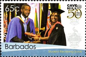 Stamp, Student receiving scroll, Barbados,  