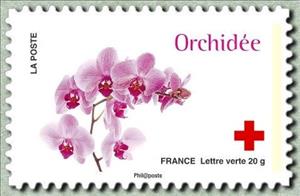 Stamp, Orchidée, France,  , Red Cross and Red Crescent, Orchids