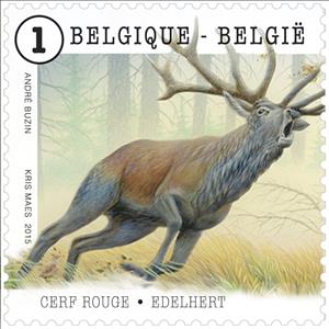 Stamp, Red Deer (Cervus elaphus), Belgium,  , Deer