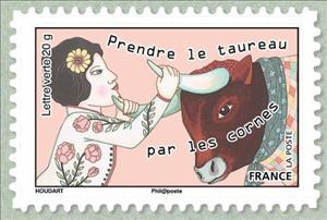 Stamp, Take the bull by the horns, France,  