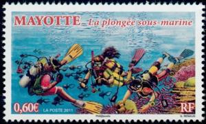 Stamp, Diving, Mayotte,  