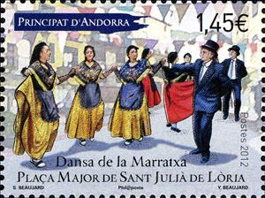Stamp, Dance of Marratxa, Andorra, French Administration,  , Folklore, Dance, Suits and Costumes