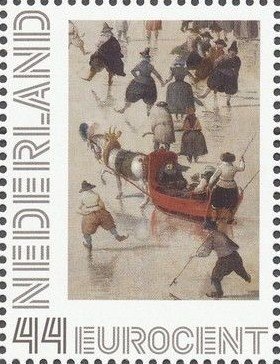 Stamp, 4 seasons: Hendrick Avercamp, Winterlandscape, Netherlands,  , Mammals, Horses, Paintings, Winter, Skating, Art, Sledges, Animals (Fauna)