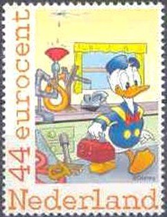 Stamp, Duckburg: Donald Duck with leaking roof, Netherlands,  , Drawings, Cartoons, Comics