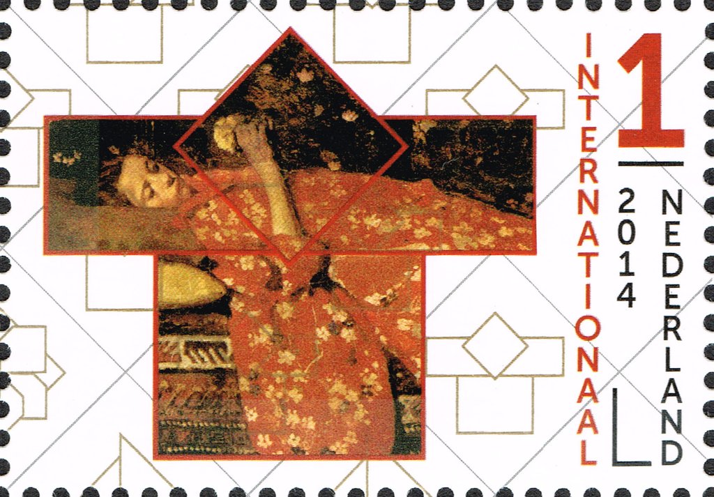 "Girl in Red Kimono" painting by G.H. Breitner