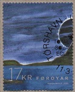 Stamp, Total Solar Eclipse, Faroe Islands,  