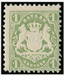 Stamp, Bayern coat of arms Wm 2, German States,  