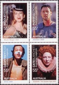 Se-tenant, Australian Legends - Screen (Block of 4), Australia,  