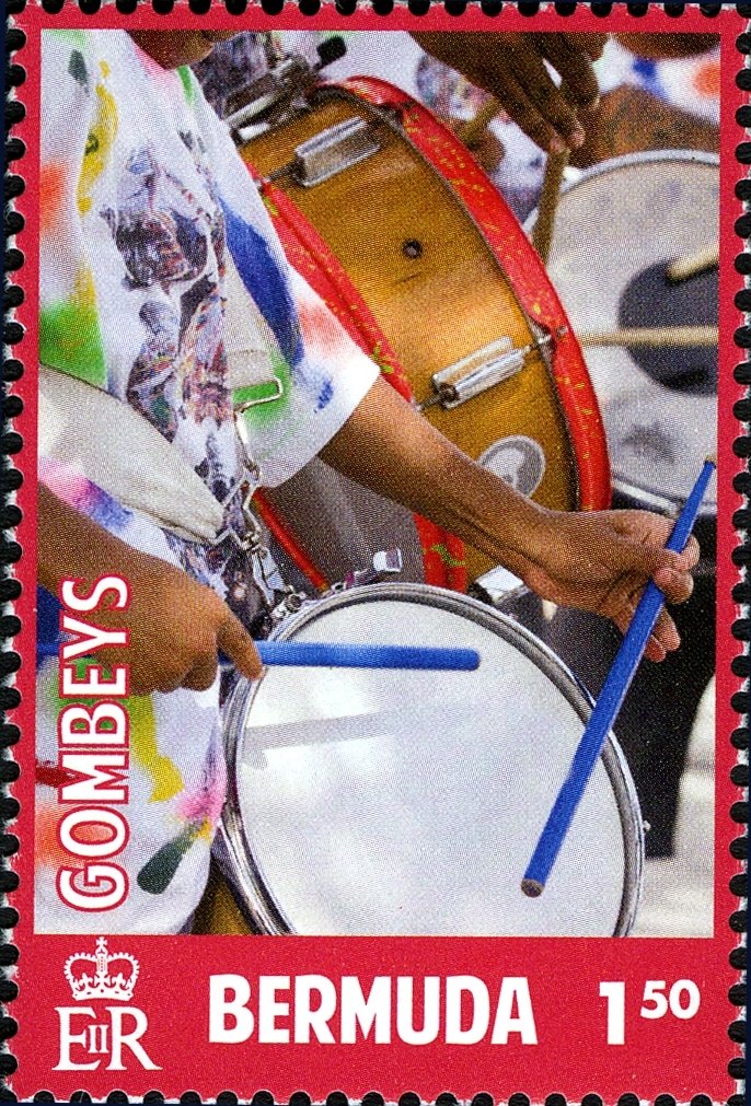 Various Gombey dancers with frame colour of: Red