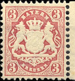 Stamp, Bayern coat of arms Wm 2, German States,  