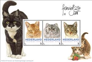 Souvenir Sheet, Domestic Cat (Felis silvestris catus), Netherlands,  , Mammals, Cats, Animals (Fauna)