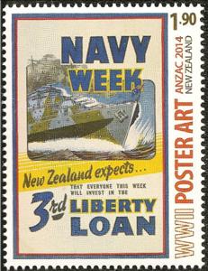 Stamp, Navy Week, New Zealand,  , Second World War
