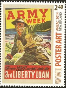 Stamp, Army Week, New Zealand,  , Second World War